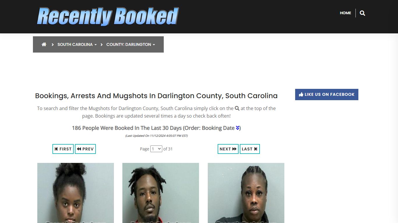 Bookings, Arrests and Mugshots in Darlington County, South Carolina