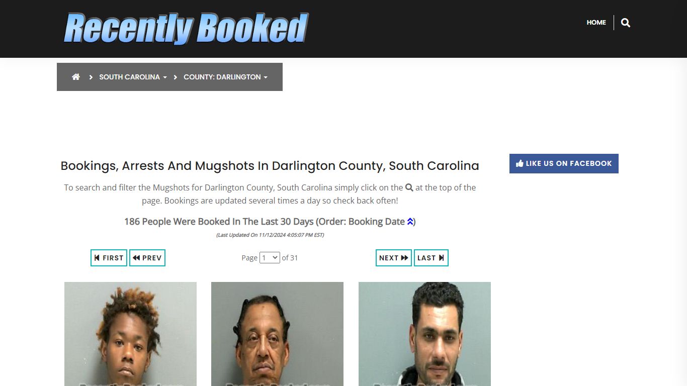 Bookings, Arrests and Mugshots in Darlington County, South Carolina